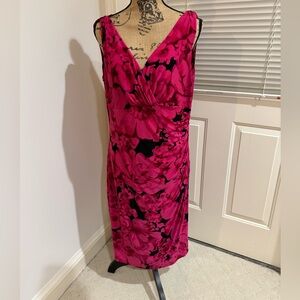 Lauren Ralph Lauren Fuchsia and Black Floral Dress size 16